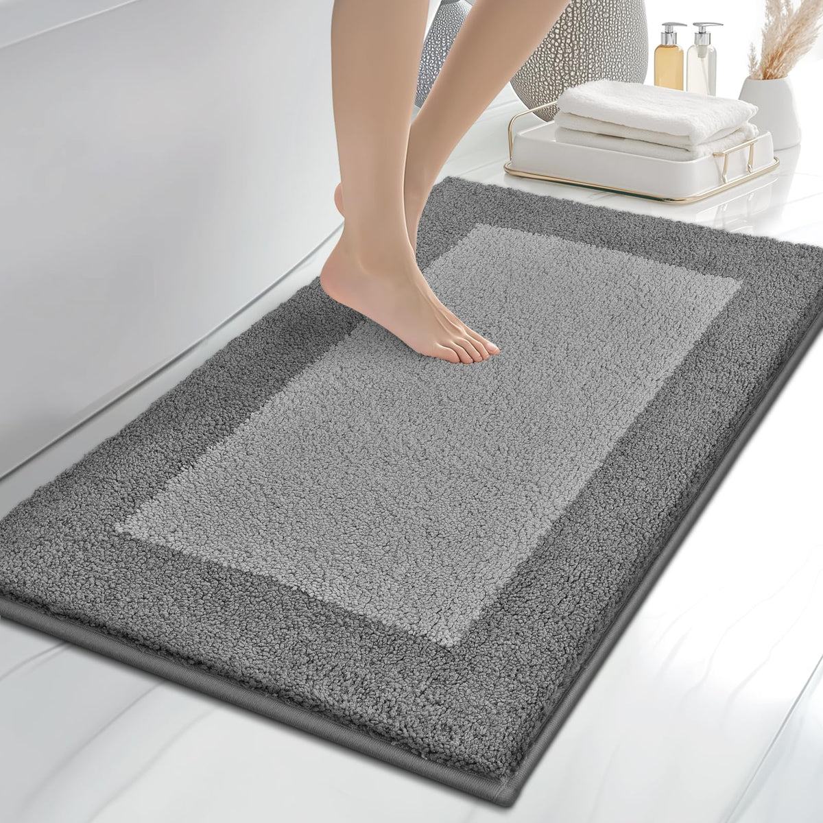 anllugs bathroom rug 24x36 front view with plush surface for comfort