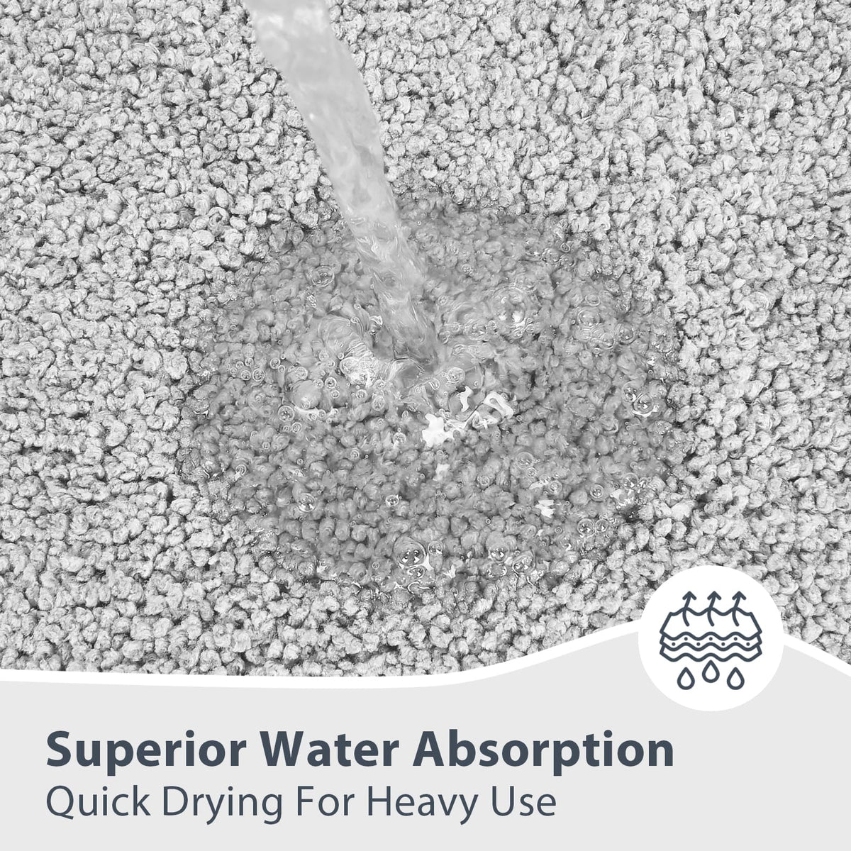 anllugs bathroom rug absorbent fiber closeup shows thick pile soaking moisture quickly