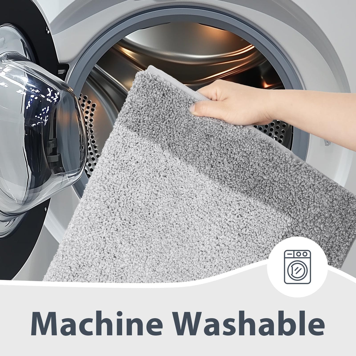 anllugs bathroom rug machine washable closeup highlights easy care and long-lasting softness