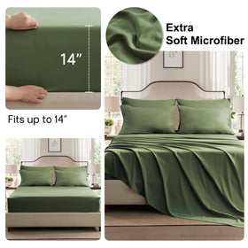 Anluoer olive-green bedding fits modern to farmhouse decor styles.