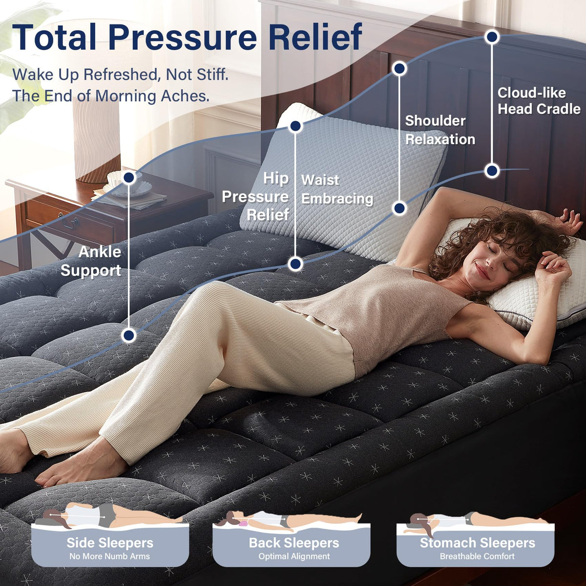 Anluoer deep-pocket design fits mattresses up to 21 inches