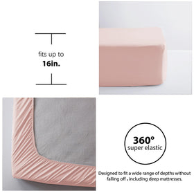 Anluoer deep-pocket fitted sheet fits up to 14 inches for a secure stay.