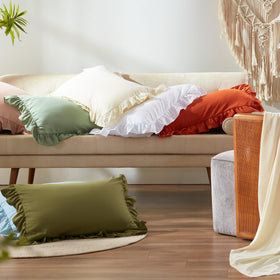 Anluoer pillow sham and pillowcase set for a coordinated bed.