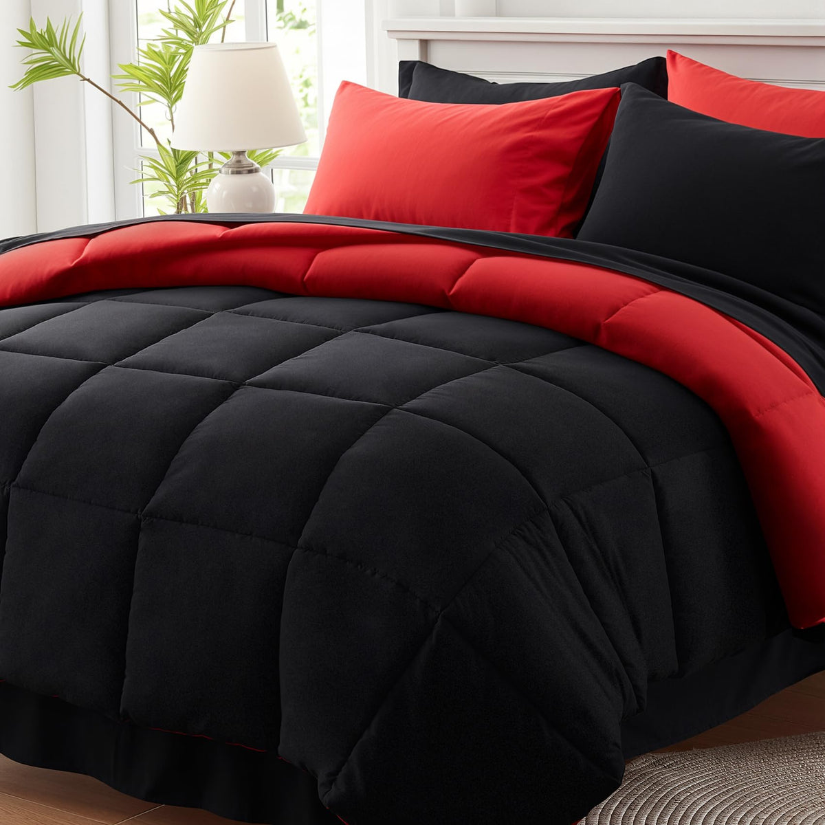Anluoer queen comforter set 88x88 close-up reveals soft, breathable fabric.