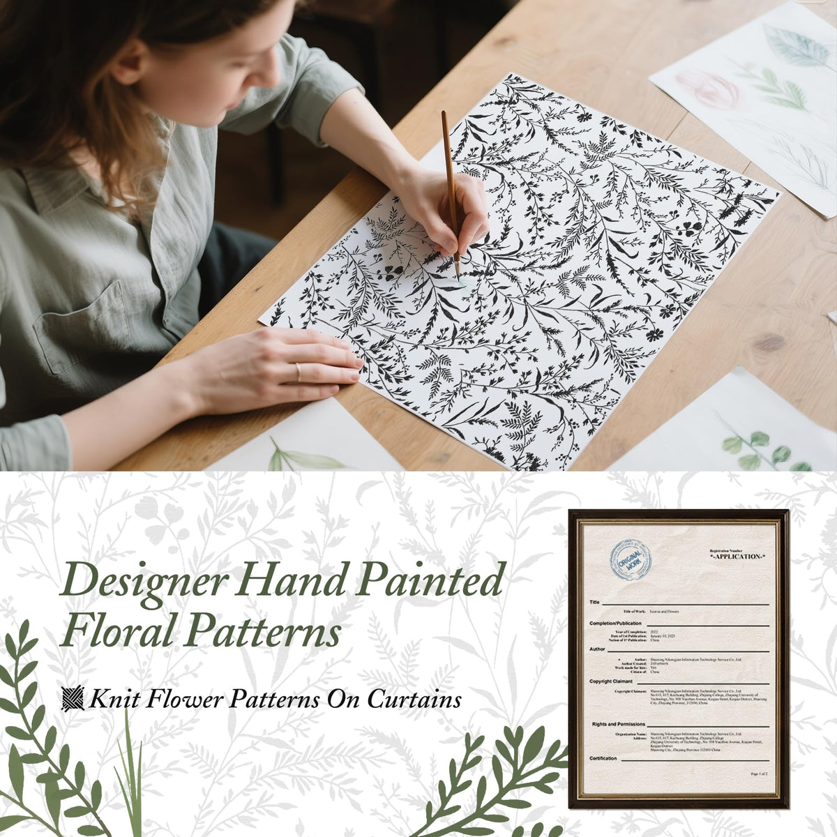 Anmao 3D Jacquard leaf pattern on curtains adds subtle elegance