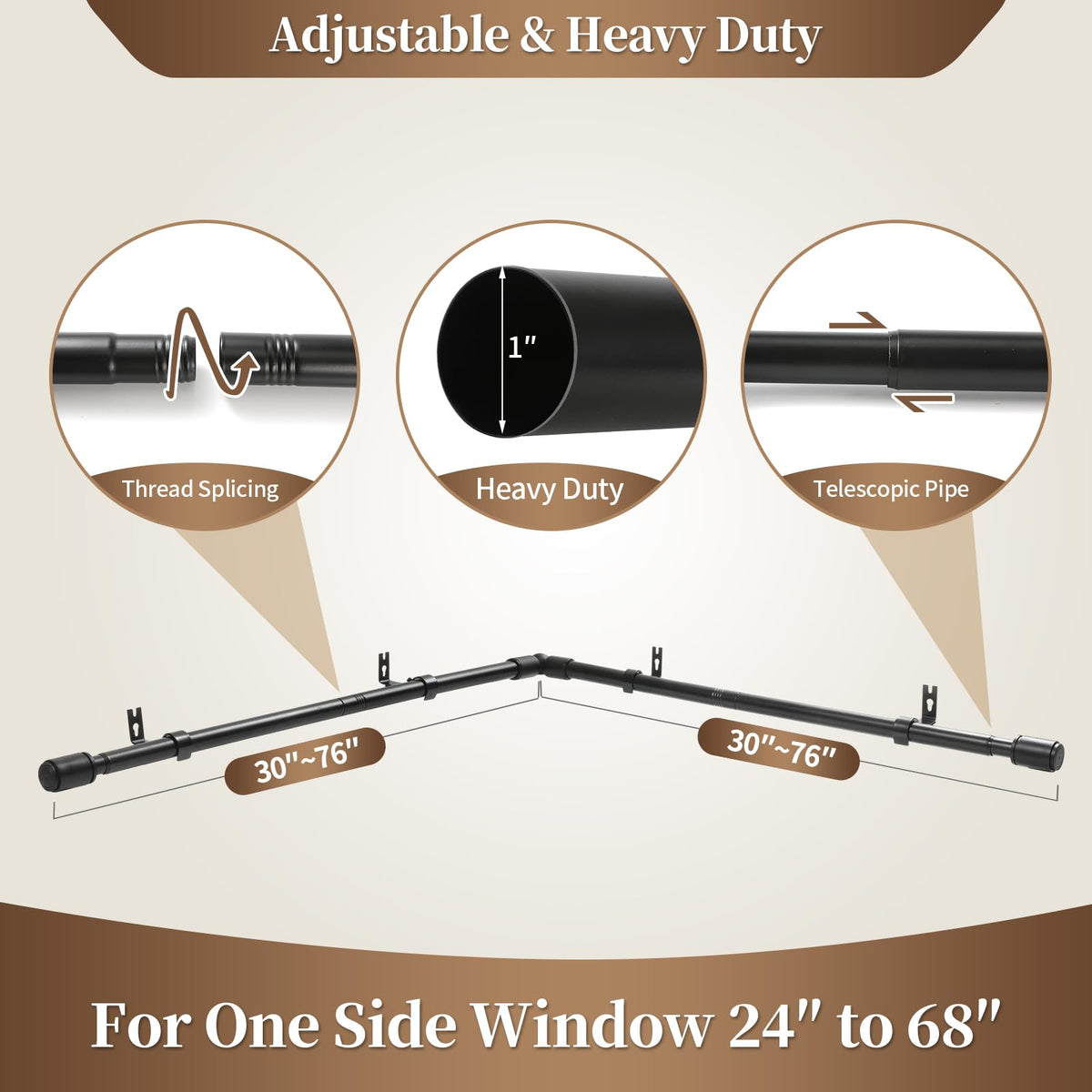 Anndason black finish iron rods resist rust and suit modern interiors