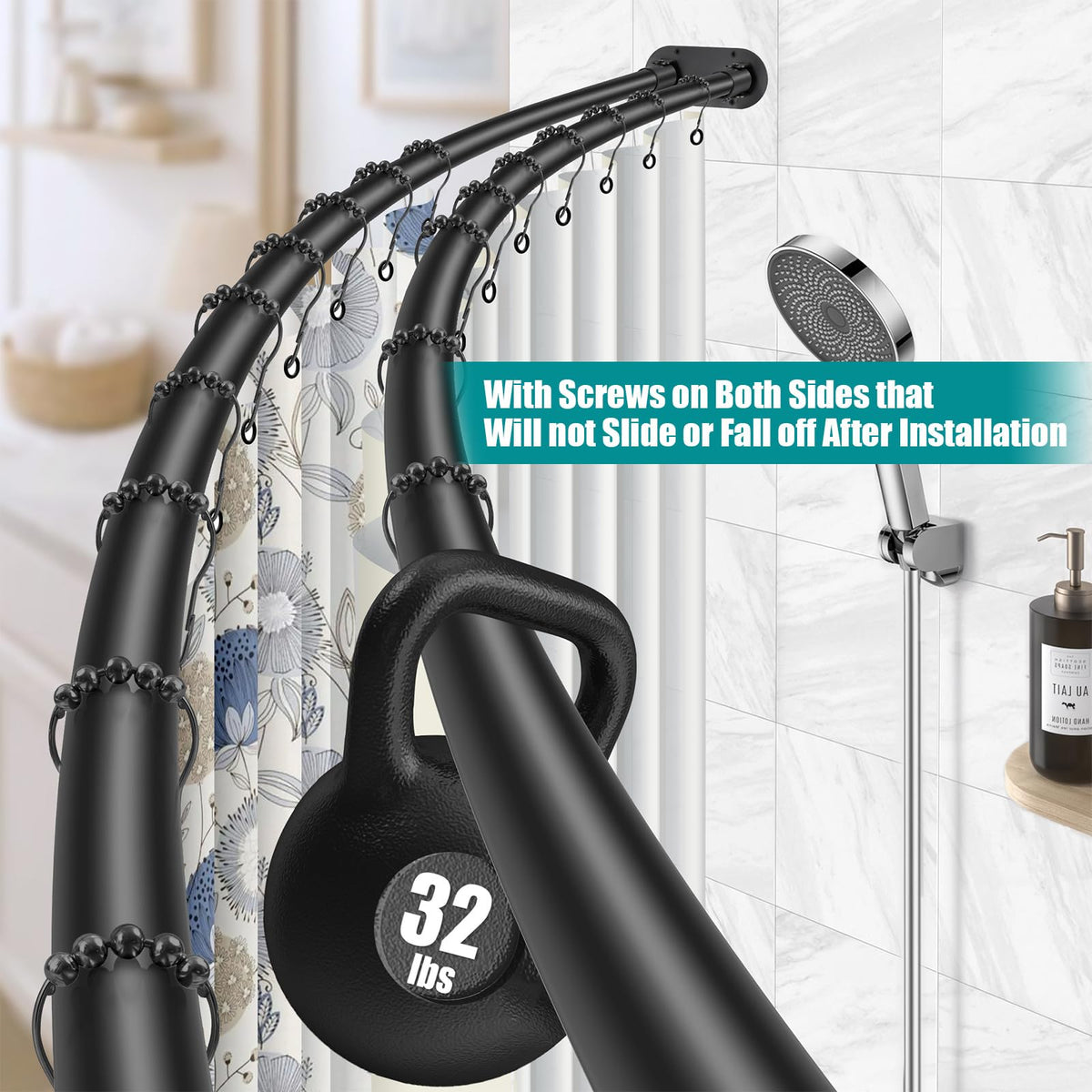Anndason black finish shower rod adds modern style to bathrooms