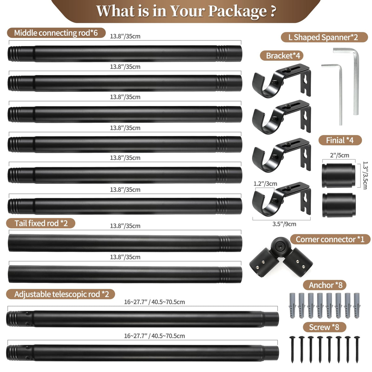 Anndason complete window curtain assembly for bay and corner windows