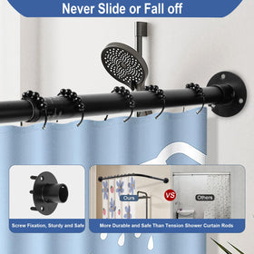 Anndason corner shower rod with ceiling support, 59 inches, for extra stability.