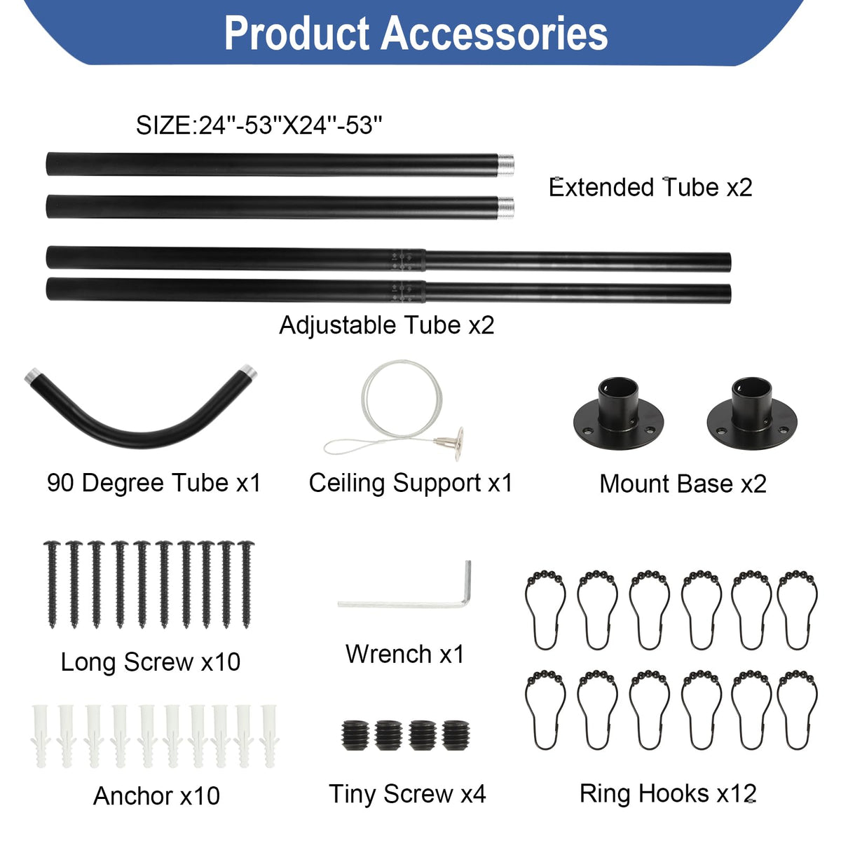 Anndason corner shower rod in bathroom setup enhancing space efficiency.