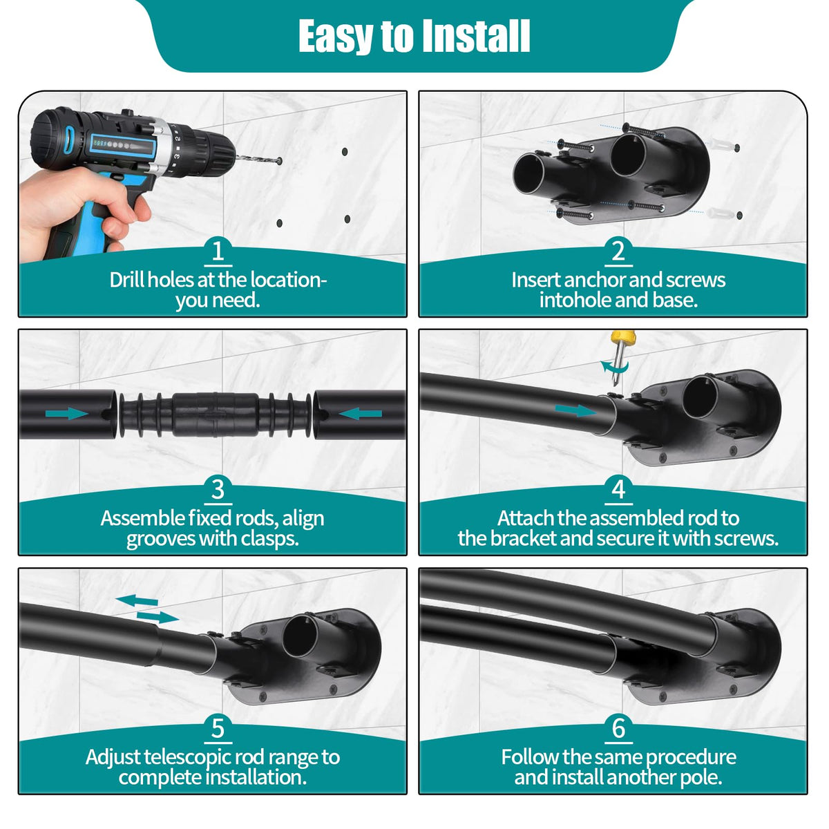 Anndason multiuse curtain rod holds towels and décor for convenience