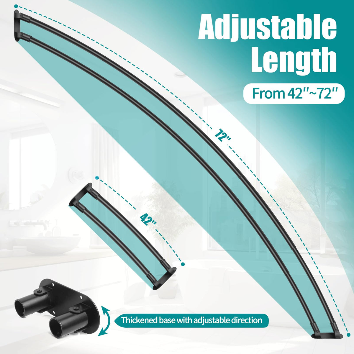 Anndason adjustable telescopic rod extended to fit your shower precisely