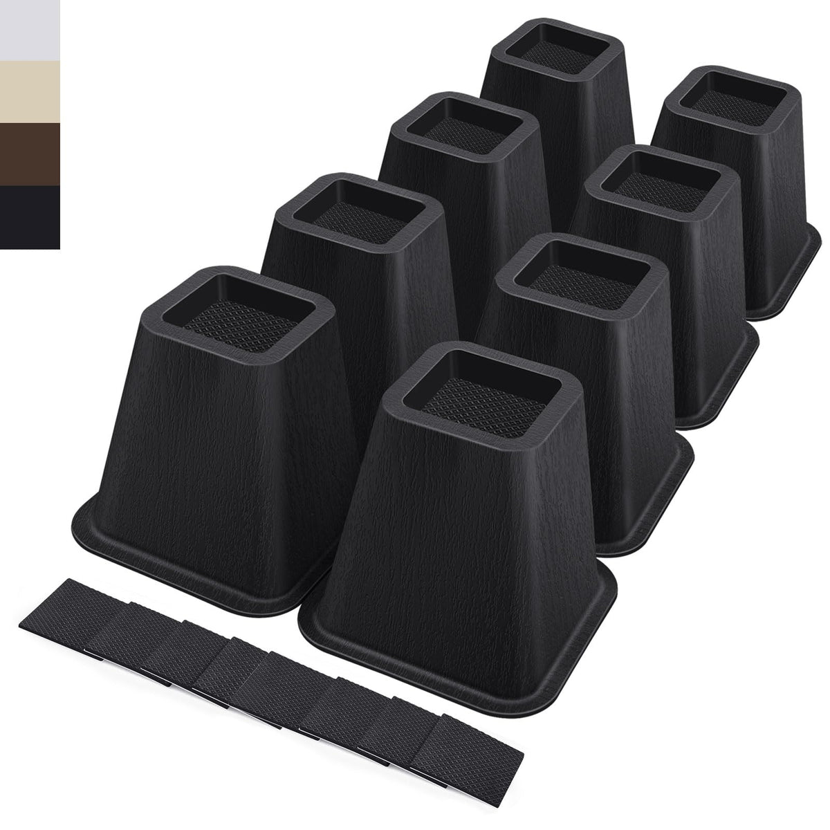 ANNKUT bed riser 6-inch heavy-duty elevates furniture for extra under-bed storage.