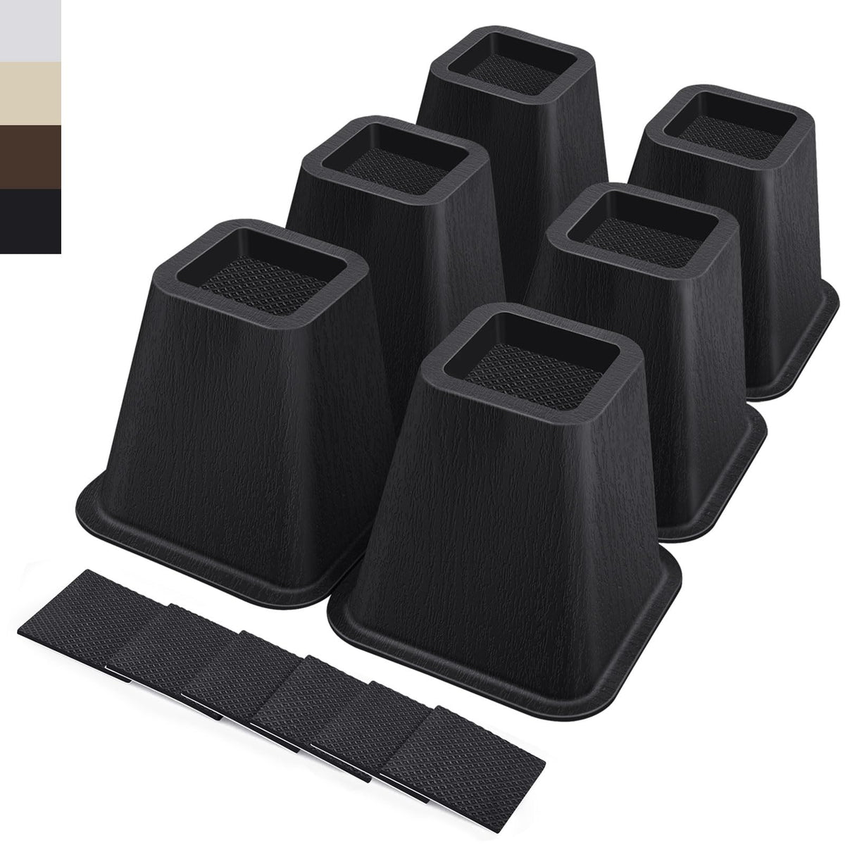 ANNKUT bed risers top view showing sturdy 6-pack black design for elevated storage.
