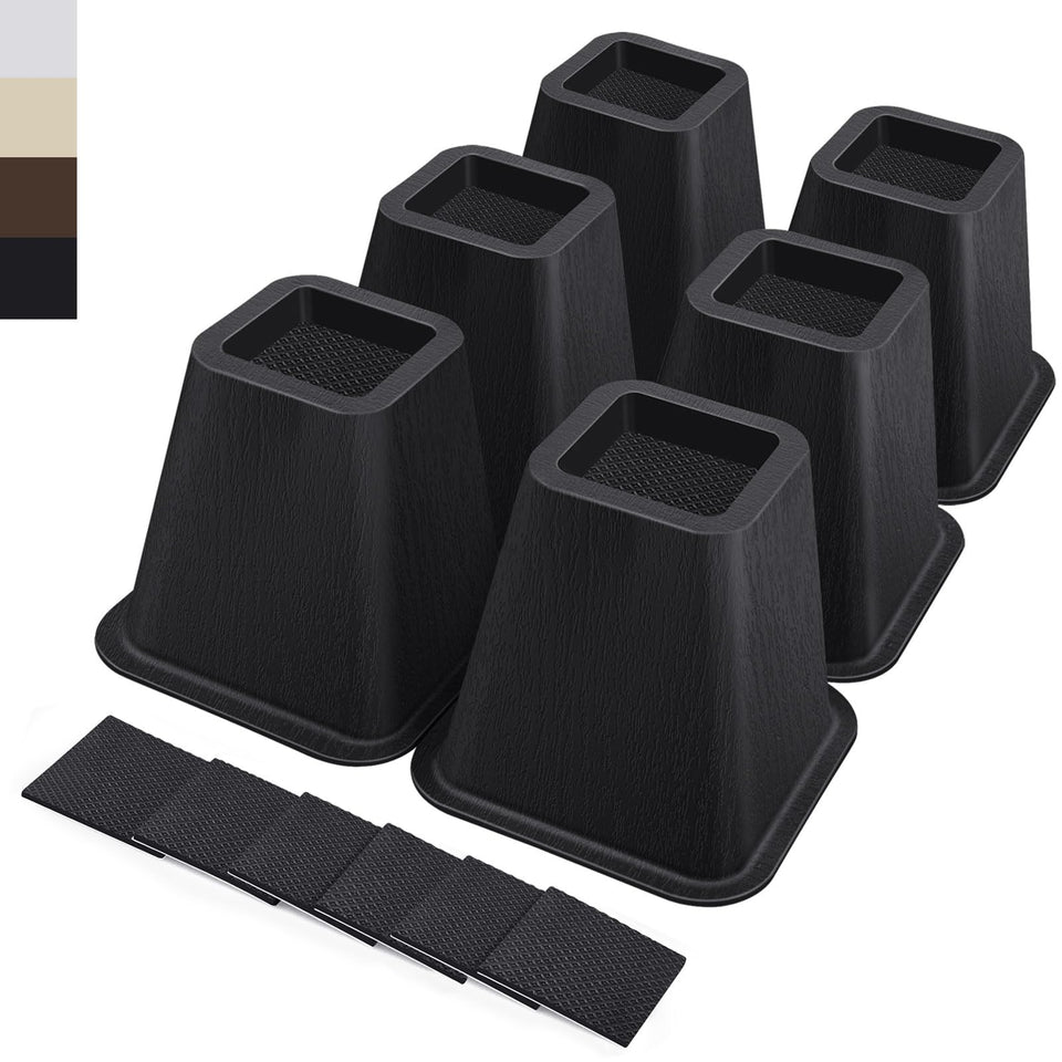 ANNKUT bed risers top view showing sturdy 6-pack black design for elevated storage.