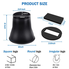 ANNKUT bed risers with built-in rubber pads protect furniture legs and prevent slips.
