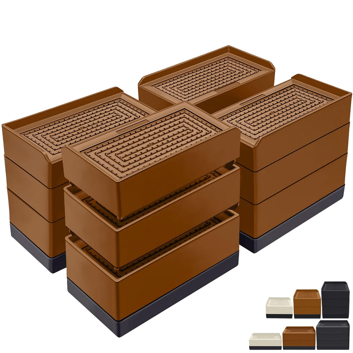 ANNKUT stackable bed risers showing 1.5 inch height for added under-bed storage