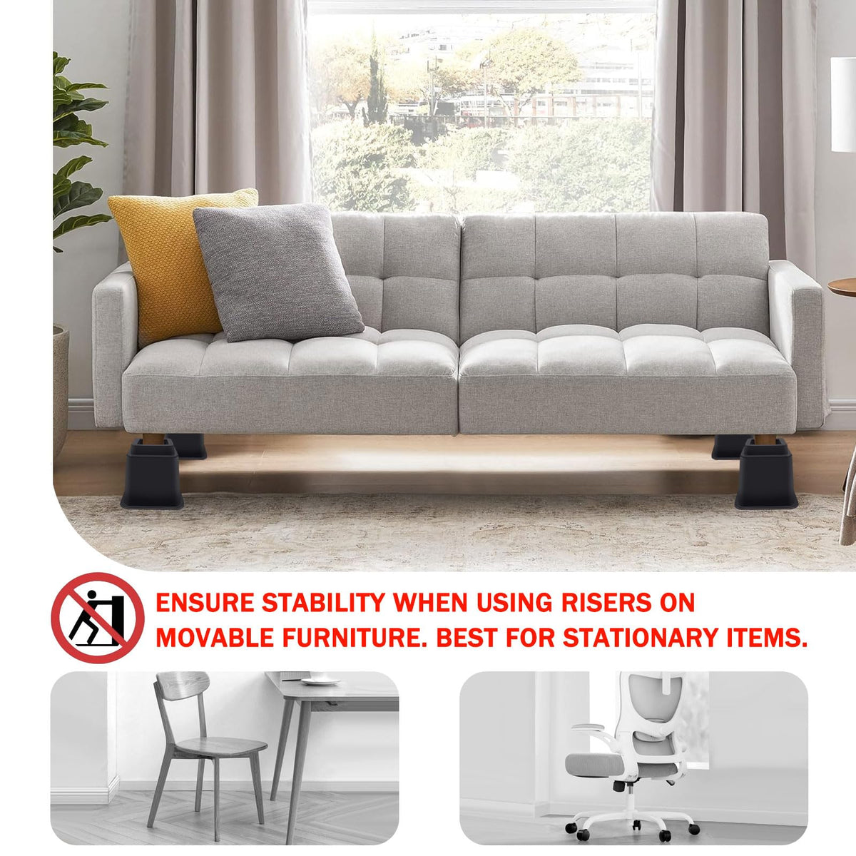 ANNKUT heavy-duty bed risers designed to support up to 6000 lbs for durability.