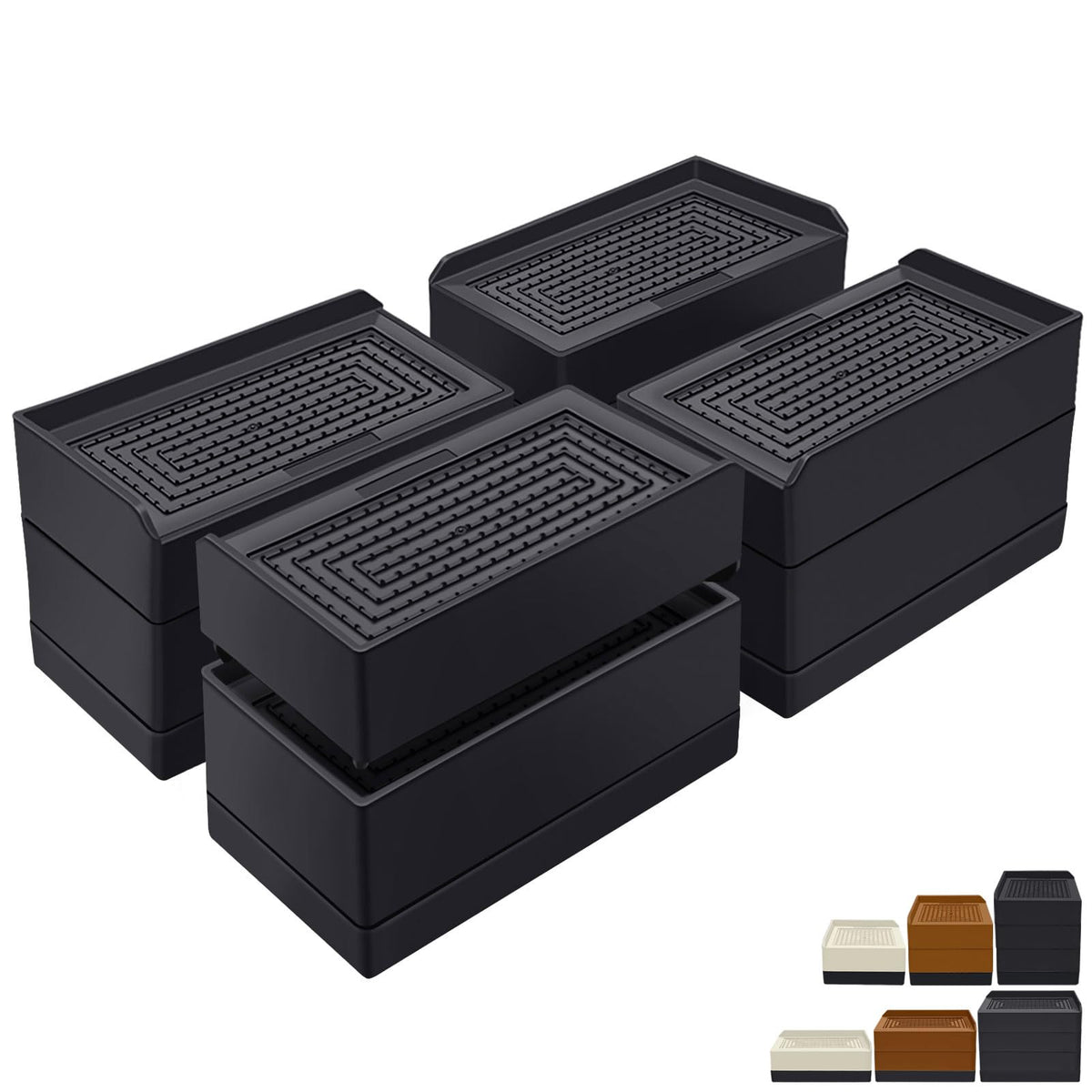 ANNKUT stackable bed riser design elevates furniture for extra storage.