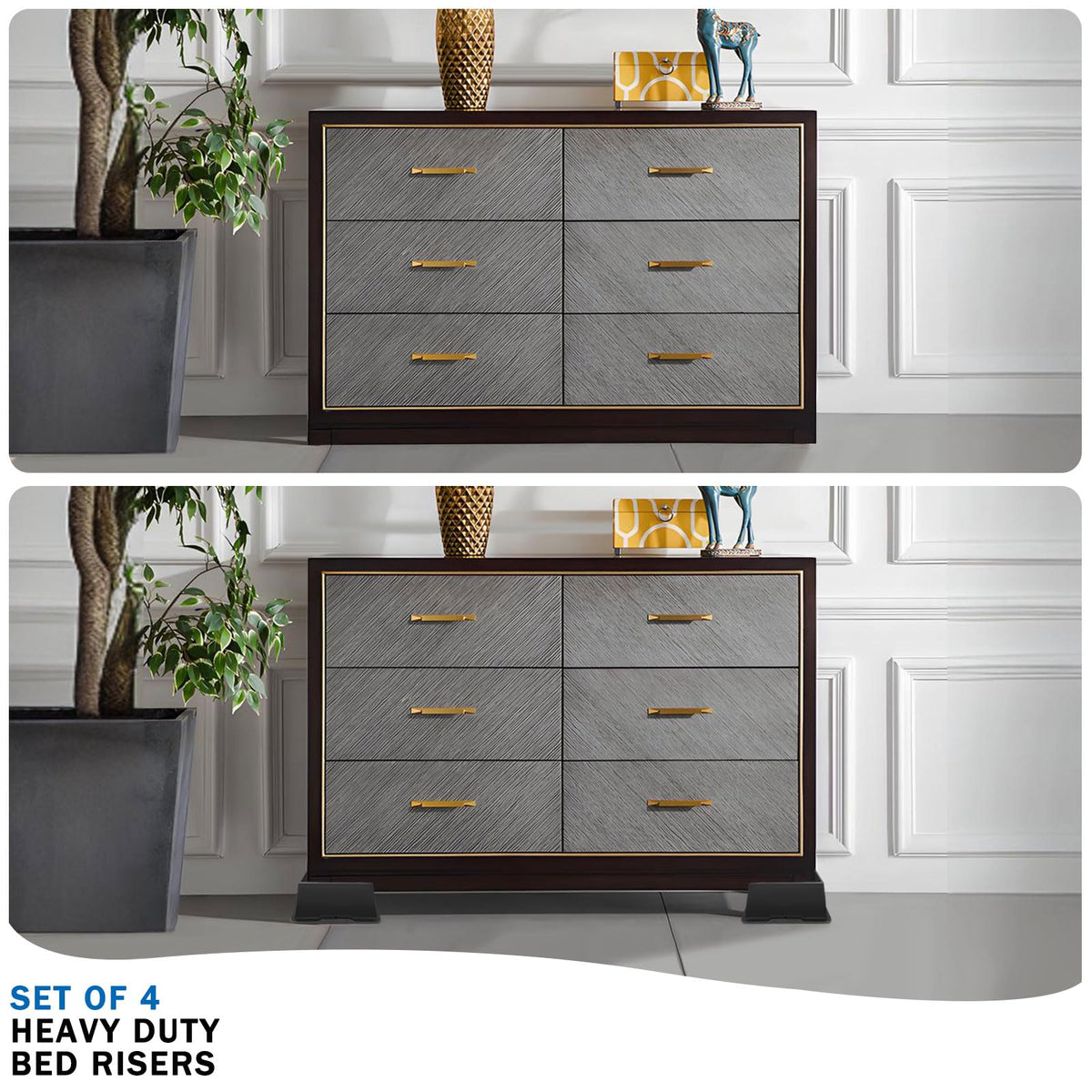 ANNKUT under-bed storage risers create extra space under furniture