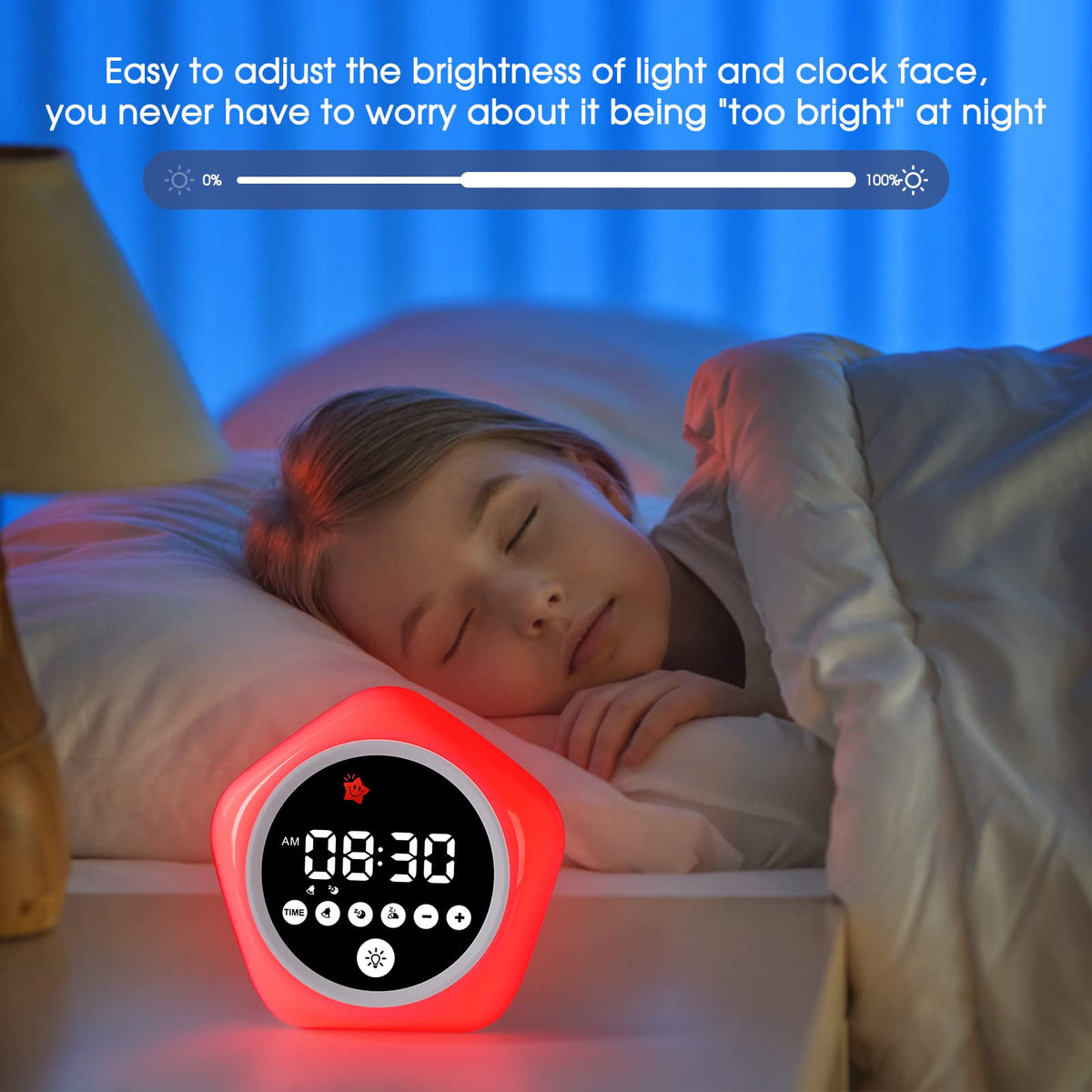ANNNGUL Clock includes a 9-minute snooze for gentle extra wake time.