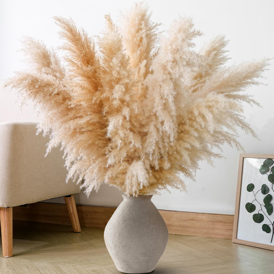 ANPROOR pampas grass 40-inch natural beige stems in a floor vase.