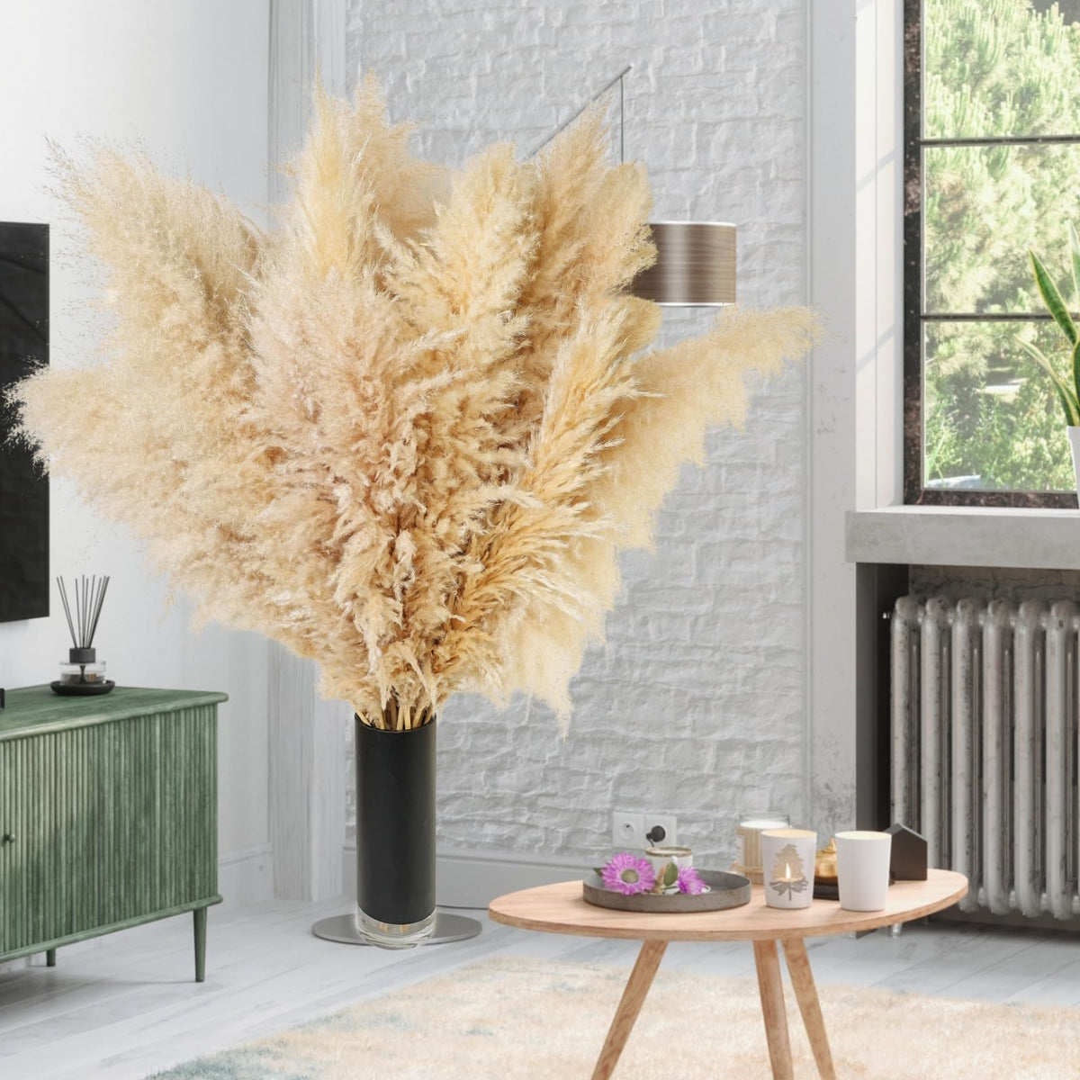 ANPROOR pampas grass texture for rustic-modern arrangements.