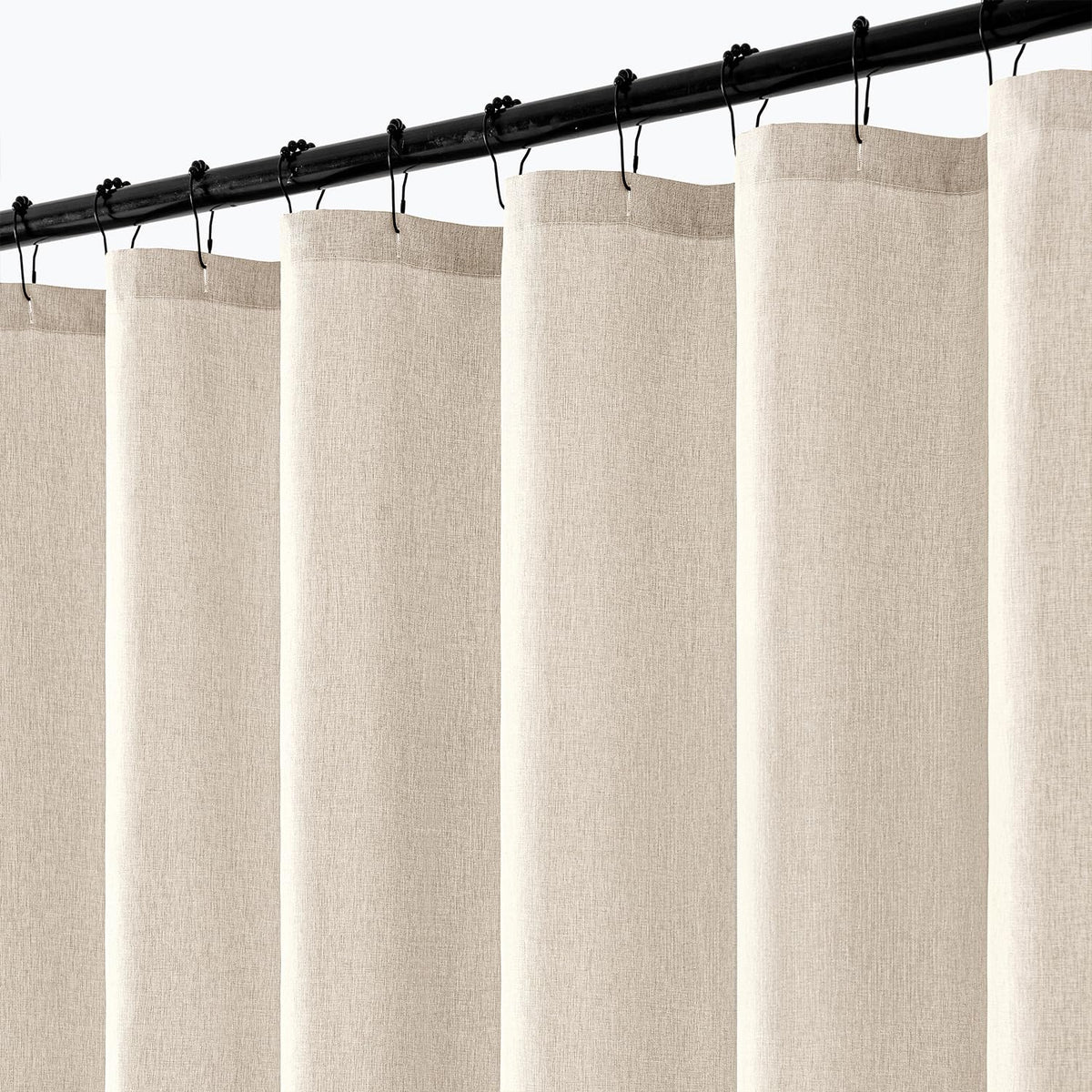 ANRODUO extra-long cream shower curtain rolled for streamlined privacy