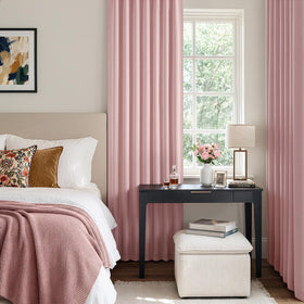 ANRODUO light pink blackout curtain panel installation setup in nursery