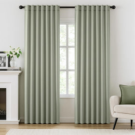 ANRODUO sage green rod-pocket pleated curtains with 84in length and two panels for a clean look