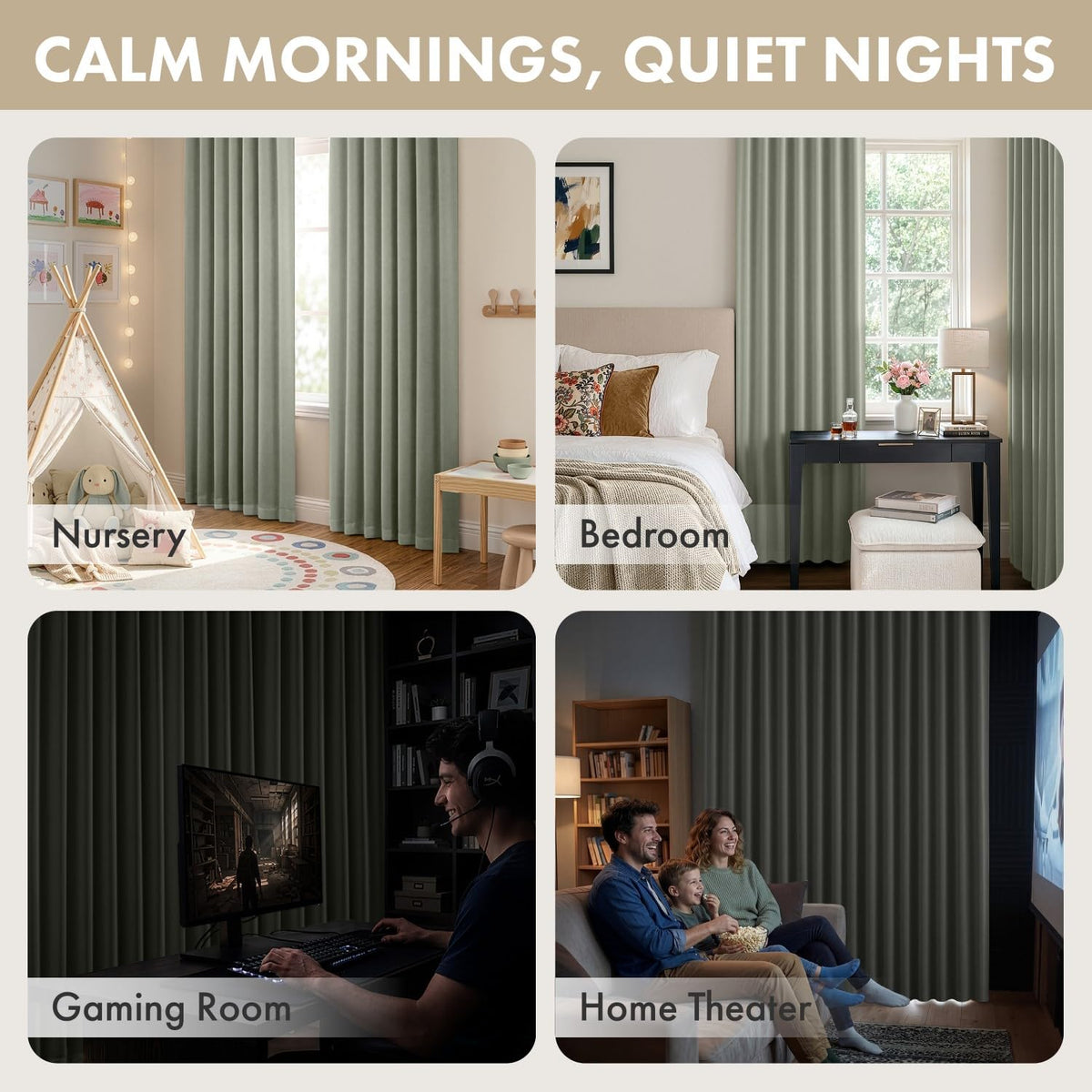 ANRODUO soft drape sage green curtains that elevate modern interiors