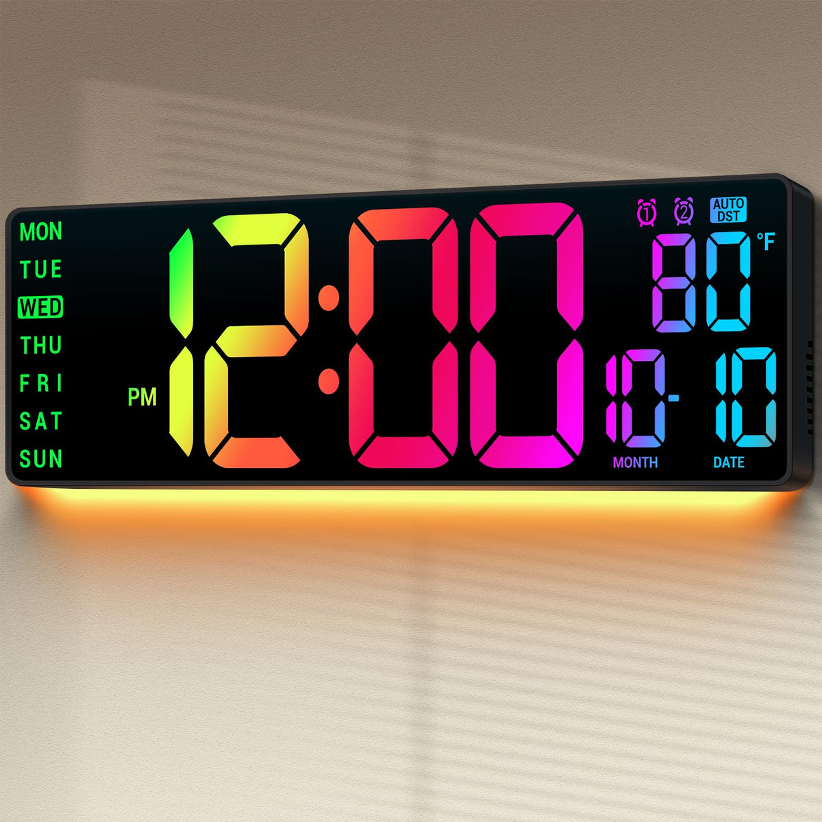 ANSOPER 165-inch clock front view for quick time and date at a glance.