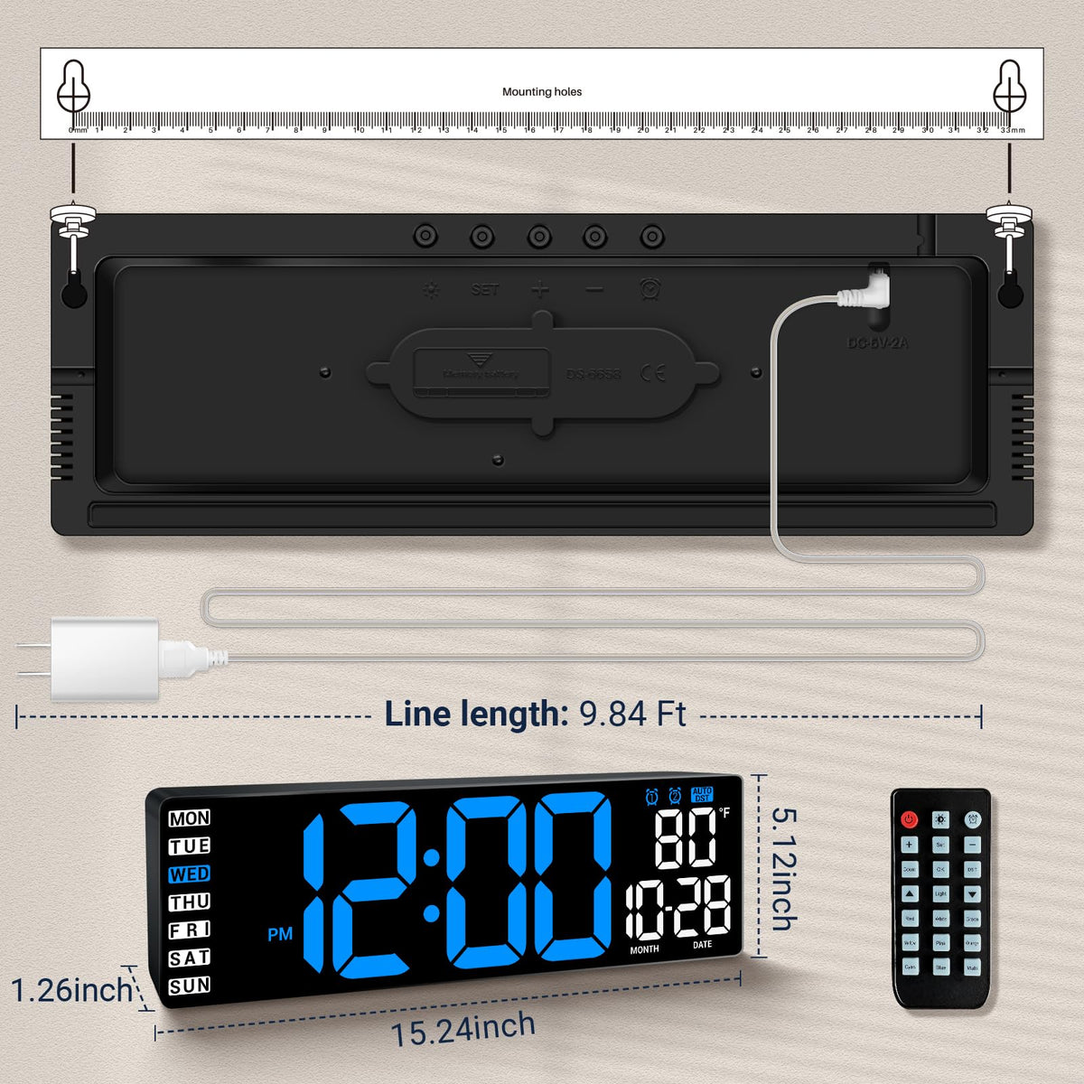 ANSOPER auto-dimming LED display reduces glare during use.