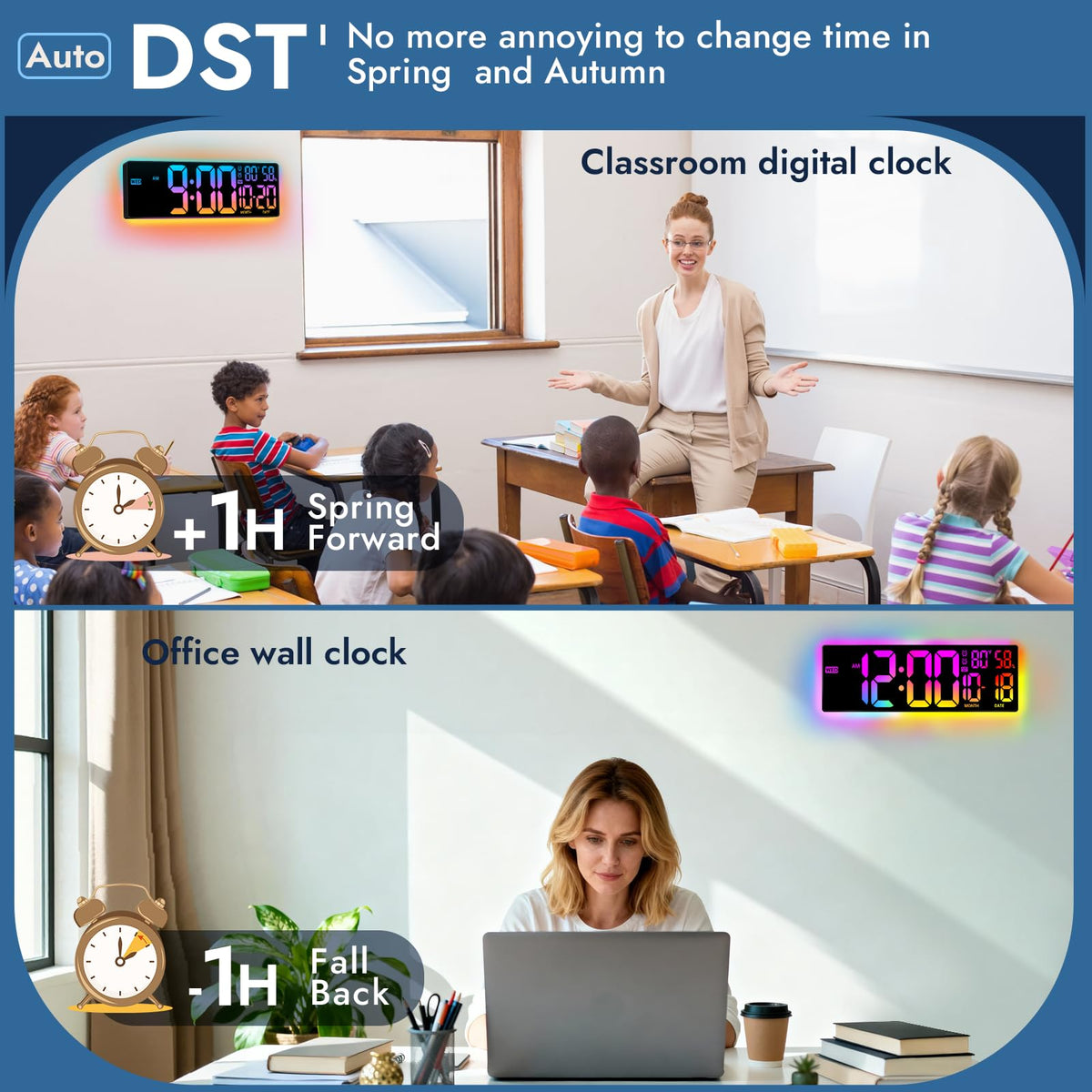 ANSOPER auto DST and dimming simplify setup and daily use.