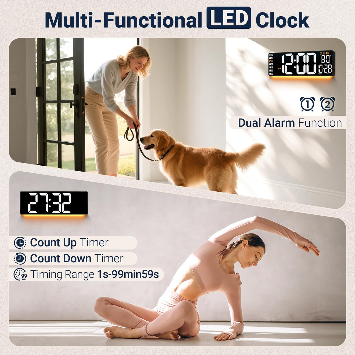 ANSOPER date and temperature display helps track day and room conditions
