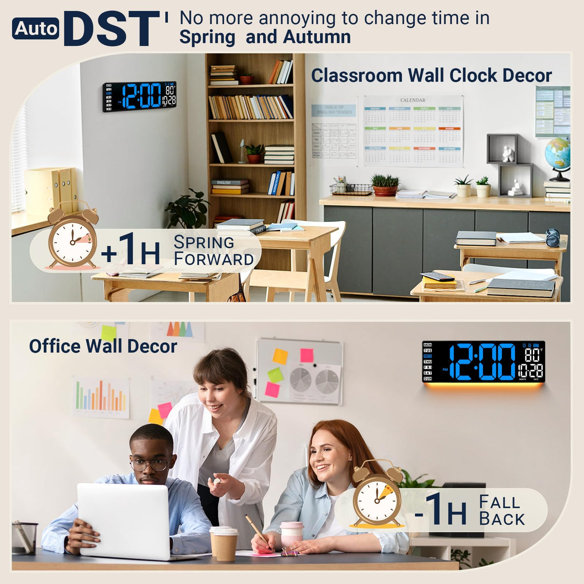 ANSOPER date and temperature display keeps you informed at a glance.