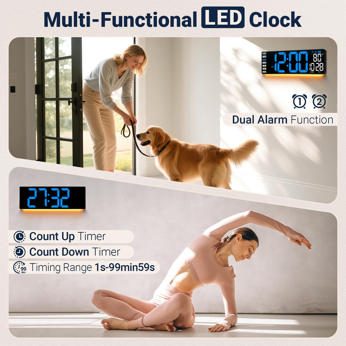 ANSOPER clock with auto DST adjustment saves manual changes.