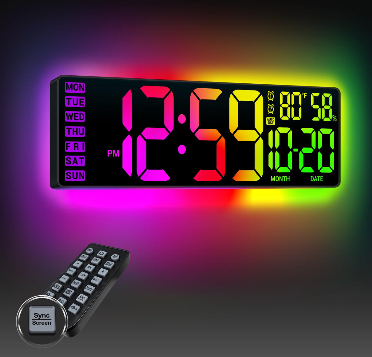 ANSOPER 16.5-inch clock with giant LED display for clear time visibility in any room.