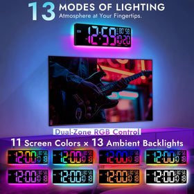 ANSOPER wall clock with remote night lights illuminates rooms with color options.
