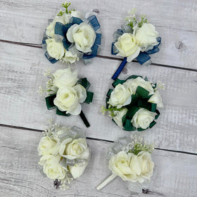 Ansuma matching corsage and boutonniere set for weddings, prom, homecoming.