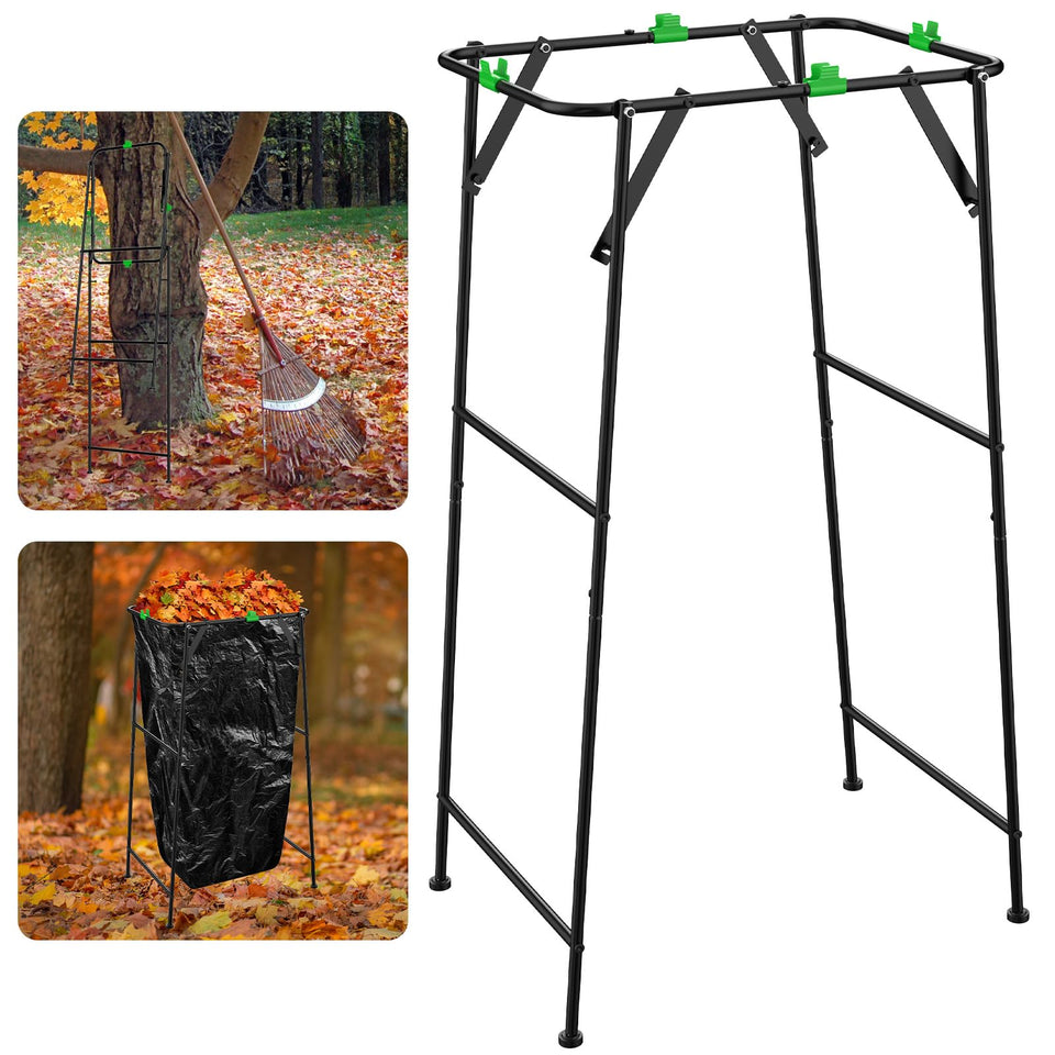 Anteqi foldable trash bag holder stand for yard cleanup and easy bag opening.