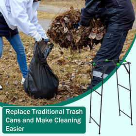 Anteqi portable yard trash bag holder enhances mobility during outdoor projects.