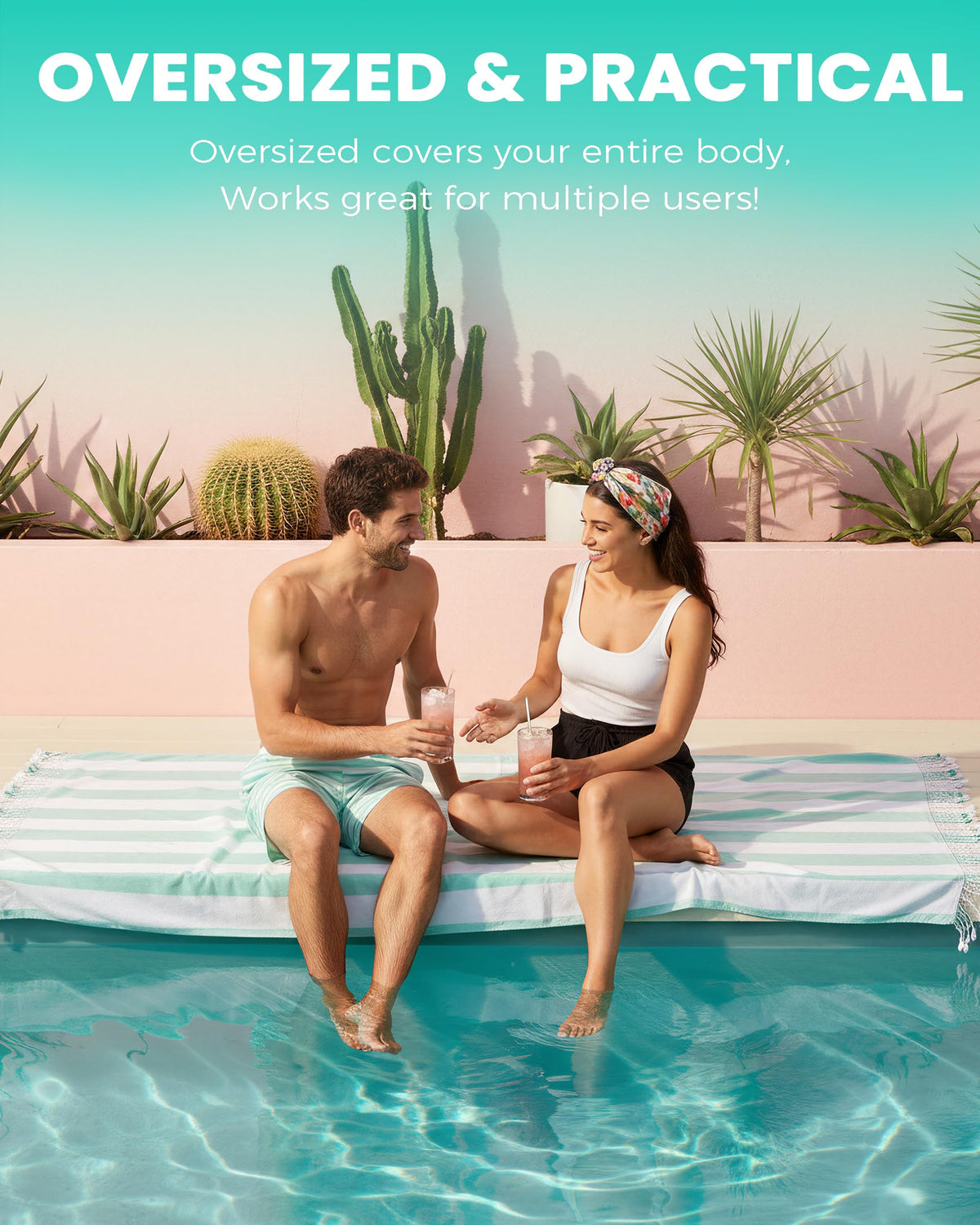 Antfuny full-size outdoor towel doubles as a soft pool blanket by the water.