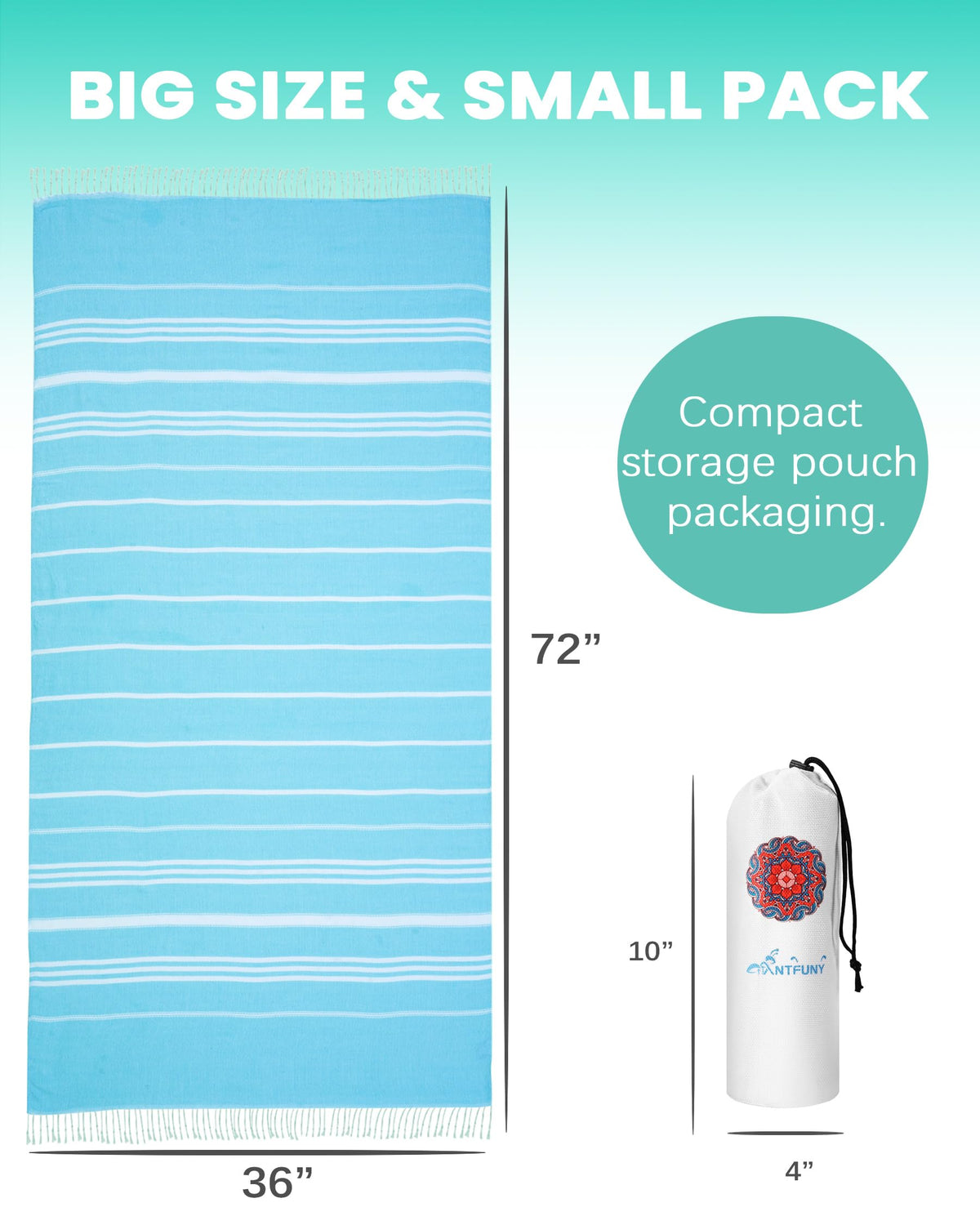Antfuny Turkish beach towel versatile for beach, pool, or picnic