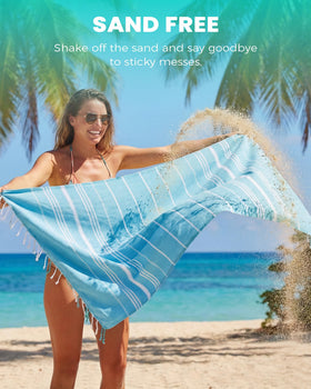 Antfuny Turkish beach towel oversized offers ample lounging space and easy packing