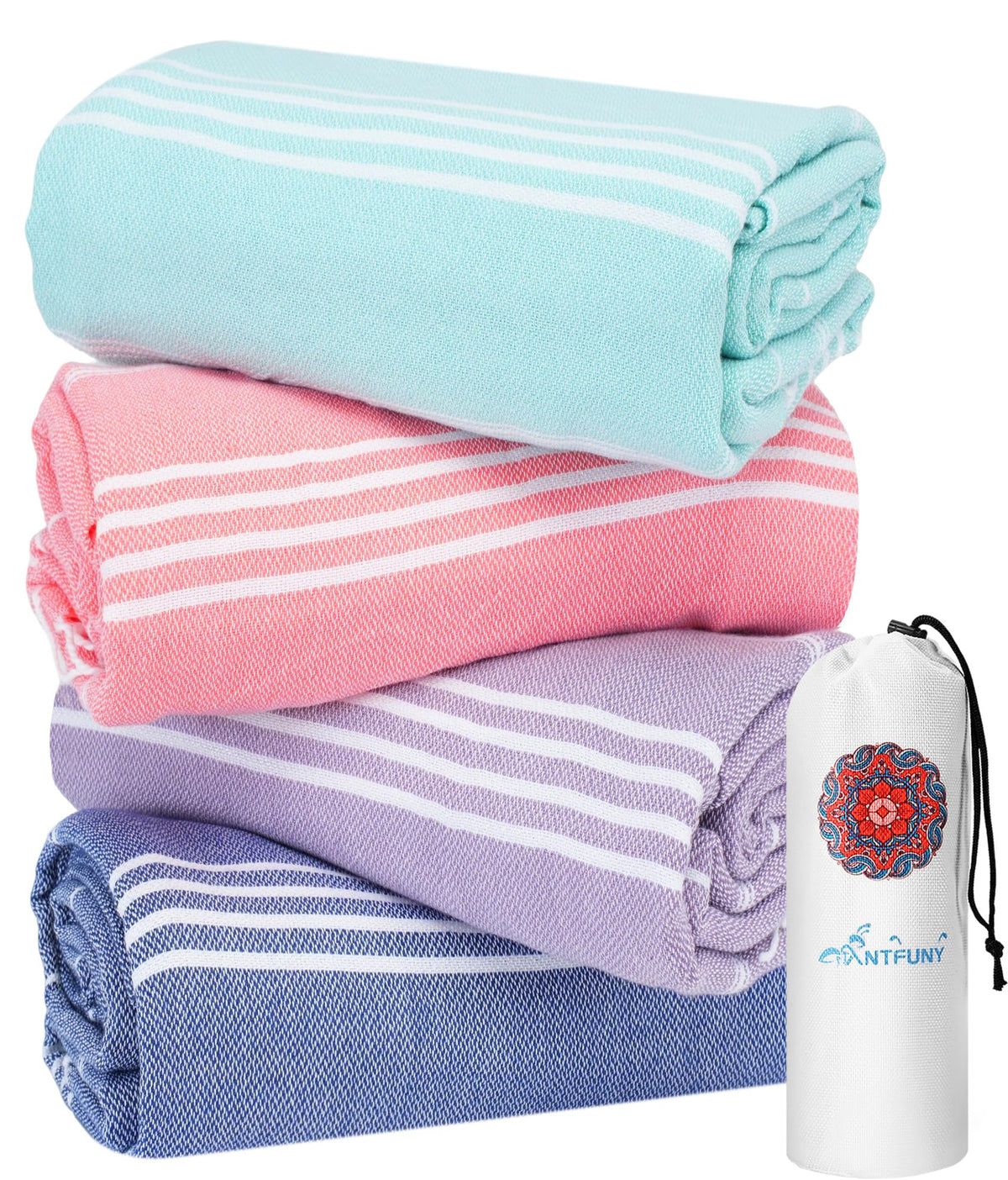 Antfuny Turkish beach towel shows quick-dry and sand-free performance for sunny days