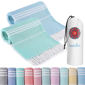 Antfuny Turkish beach towel quick-dry keeps you sand-free while lounging at the beach