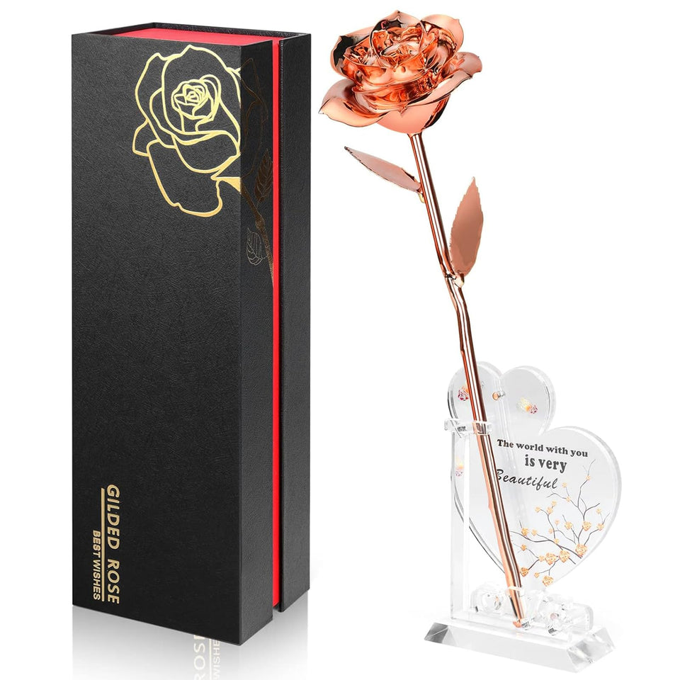 Anthonic gold-dipped infinity rose close-up; timeless gift-ready elegance.
