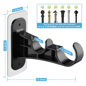 Antimbee adhesive curtain rod holders on bathroom tiles for quick mount
