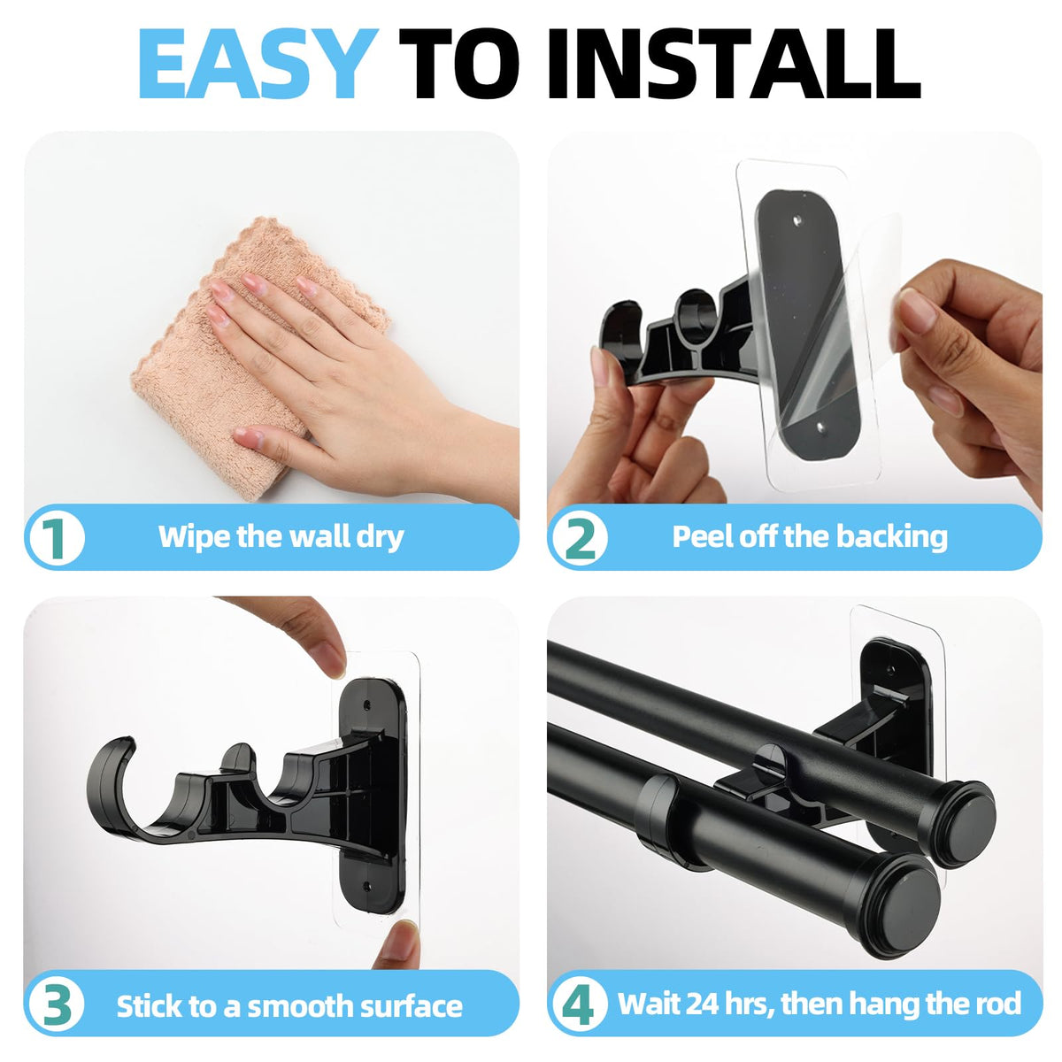 Antimbee six piece double curtain rod bracket packaging